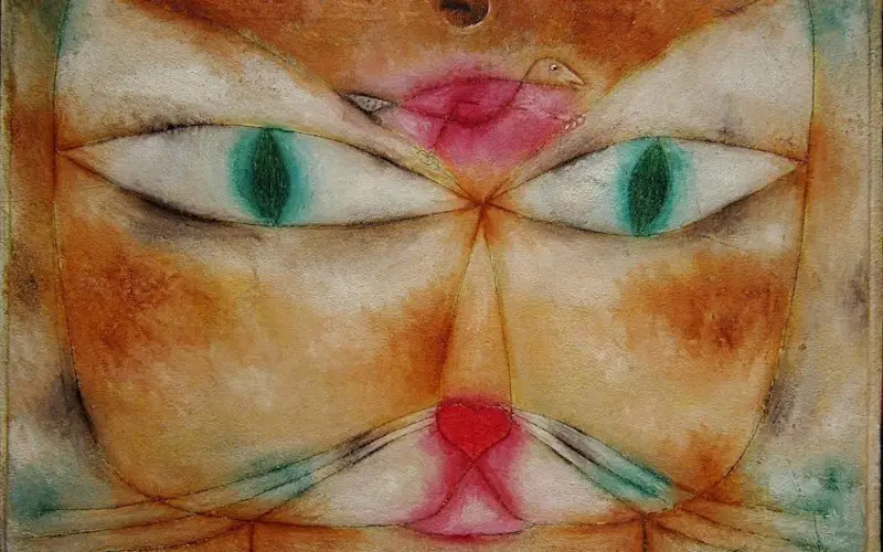 Katze und Vogel, berühmter Künstler des abstrakten Expressionismus, Paul Klee